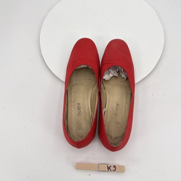Yves Saint Laurent Women Size 7.5M Red Chilli Ballet Slip On Flat Shoes - Picture 14 of 16